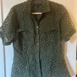 Banana Republic Olive Green Lace Women Top - Medium